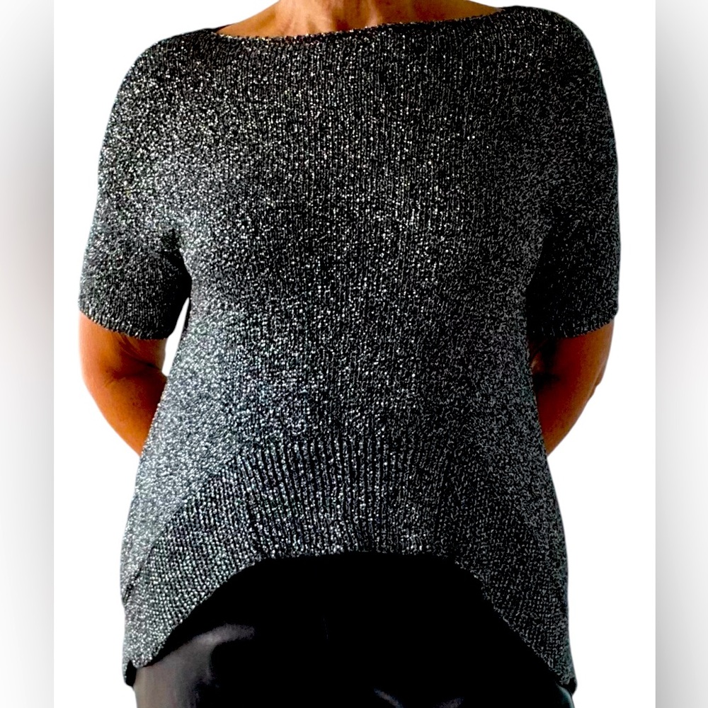 Vivian Shyu silver & black boatneck knit top EUC, Size S